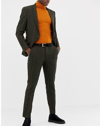 ASOS DESIGN Skinny Suit Trouser In Khaki Pinstripe