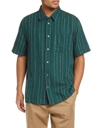 Wood Wood Thor Button Up Shirt In Bottle Green At Nordstrom