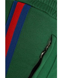 Gucci Striped Satin Jersey Track Pants Dark Green