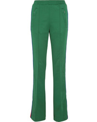 Gucci Striped Satin Jersey Track Pants Dark Green