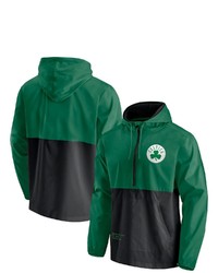 FANATICS Branded Kelly Greenblack Boston Celtics Anorak Block Party Windbreaker Half Zip Hoodie Jacket At Nordstrom
