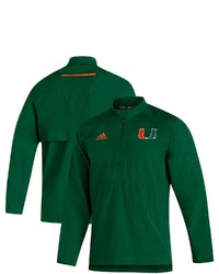 adidas Green Miami Hurricanes 2021 Sideline Roready Quarter Zip Jacket In Green At Nordstrom