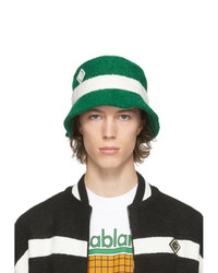 Casablanca Green Cashmere Logo Patch Bucket Hat