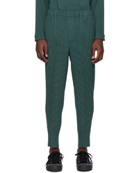 Homme Plissé Issey Miyake Green Wool Like Light Trousers