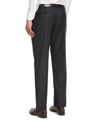 Zanella Parker Flat Front Super 130s Flannel Trousers