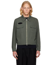 Dark Green Wool Harrington Jacket