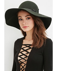 Forever 21 Faux Leather Ribbon Floppy Hat
