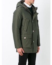 Woolrich Buttoned Hooded Coat Green