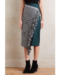 Voz Fringed Wool Pencil Skirt