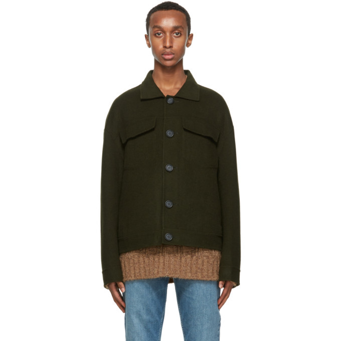 Acne Studios Green Wool Twill Jacket, $560 | SSENSE | Lookastic