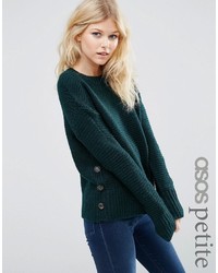 Asos Petite Petite Sweater In Wool Mix With Button Detail