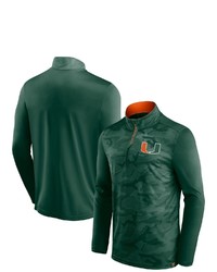 FANATICS Branded Green Miami Hurricanes Depth Chart Camo Jacquard Quarter Zip Jacket