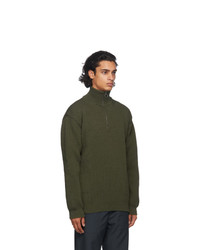 Nanamica Green Knit Zip Up Sweater