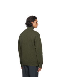 Nanamica Green Knit Zip Up Sweater