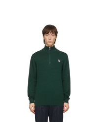 Ps By Paul Smith Green Zebra Zip Up Sweater