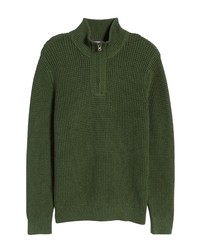 L.L. Bean Organic Cotton Quarter Zip Sweater In Deep Olive At Nordstrom