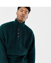 ASOS DESIGN Tall Oversized Sweatshirt With Popper Neck In Borg