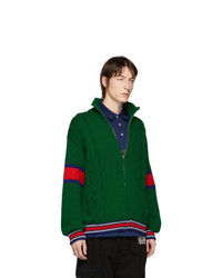 Gucci Green Wool Zip Up Sweater