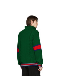 Gucci Green Wool Zip Up Sweater