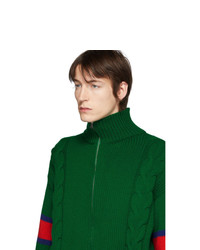 Gucci Green Wool Zip Up Sweater