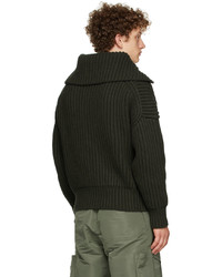 Alexander McQueen Khaki Wool Zip Up Sweater