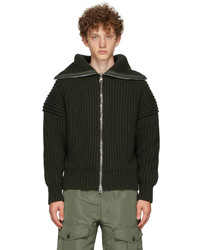 Alexander McQueen Khaki Wool Zip Up Sweater
