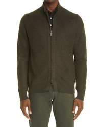 Canali Wool Zip Up Sweater