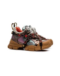 Gucci Multicoloured Metallic Flashtrek Removable Crystal Sneakers