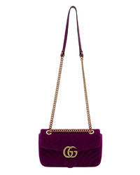 Gucci Purple Velvet Small Gg Marmont 20 Bag