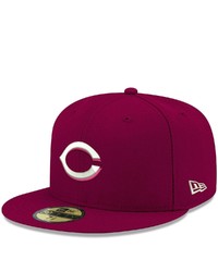 New Era Cardinal Cincinnati Reds Logo White 59fifty Fitted Hat
