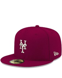 New Era Cardinal New York Mets Logo White 59fifty Fitted Hat At Nordstrom