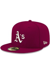 New Era Cardinal Oakland Athletics Logo White 59fifty Fitted Hat
