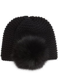 Inverni Fur Pom Pom Beanie Hat