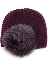 Inverni Fur Pom Pom Beanie Hat