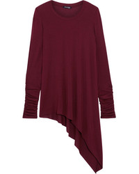 Splendid Luxe Asymmetric Stretch Micro Modal And Cashmere Blend Top Burgundy