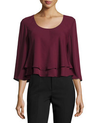 Amanda Uprichard Penelope Tiered Crepe Top