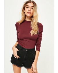Missguided Purple Long Sleeve Turtle Neck Top