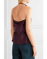 Cushnie et Ochs Silk Charmeuse Haterneck Top Grape