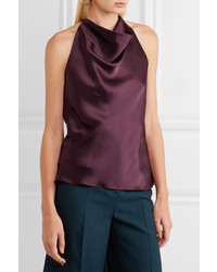 Cushnie et Ochs Silk Charmeuse Haterneck Top Grape