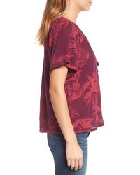 Lucky Brand Tropical Leaves Peasant Top