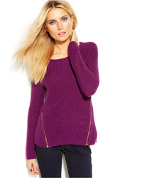 INC International Concepts Long Sleeve Knit Zipper Trim Sweater