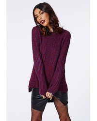 Missguided Eulalia Cable Knit Jumper Purple