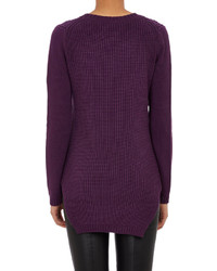 Barneys New York Mixed Knit Sweater Purple