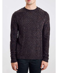 Topman Burgundy Multi Cable Knit Sweater