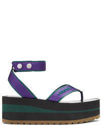 Dark Purple Canvas Flat Sandals