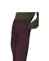 Deveaux New York Burgundy Bonded Wool Gusset Cargo Pants