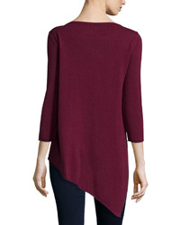Neiman Marcus Cashmere Long Sleeve Tunic Sweater Burgundy