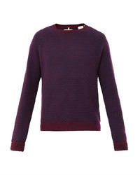 Dark Purple Check Crew-neck Sweater