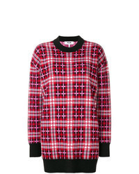 Dark Purple Check Crew-neck Sweater