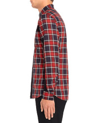 Givenchy Slim Fit Button Down Collar Panelled Checked Cotton Twill Shirt
